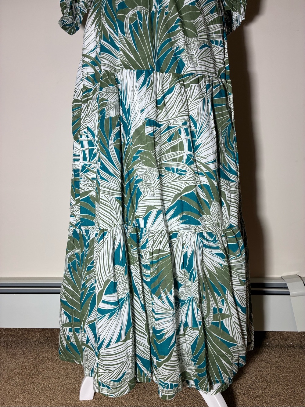 Molly Bracken Tropical Leaf Print Boho Resort Vacation Maxi Wrap Dress Medium - Picture 7 of 8